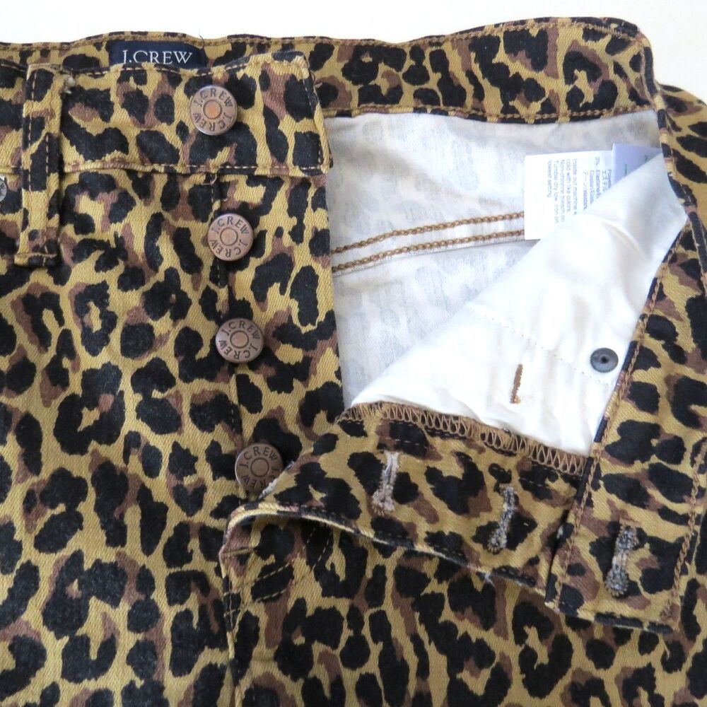 J. Crew Women's Exposed Button Fly Leopard Jeans High Rise Skinny 28" EUC - Picture 3 of 12